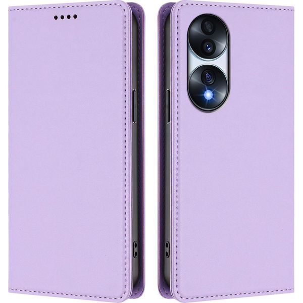 Custodia Per Telefono Cellulare Per Honor 70, Flip Cover In Finto Cuoio Antiurto Magnetica Con Supporto Viola-image