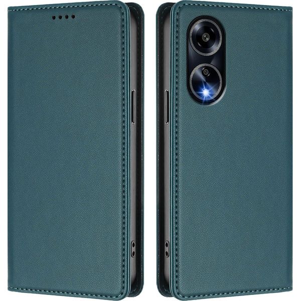 Custodia Per Oppo A98 / Oppo A1 5G, Flip Cover In Finto Cuoio Antiurto Magnetica Con Supporto Verde-image