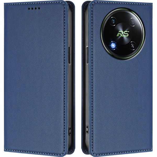 Custodia In Pelle Per Itel RS4, Custodia Flip Magnetica In Finto Cuoio Con Supporto Blu Scuro-image