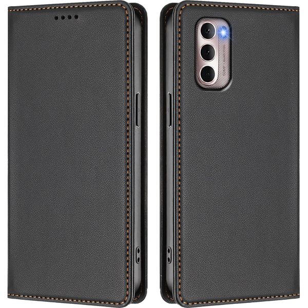 Custodia Per Motorola Moto G Stylus 2022 4G, Custodia Magnetica Antiurto Con Supporto In Finto Cuoio Flip Cover Nero-image