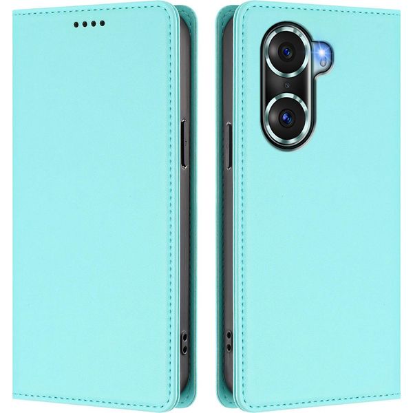 Custodia Per Telefono Cellulare Per Honor 60 Pro, Flip Cover In Finto Cuoio Antiurto Magnetica Con Supporto Turchese-image