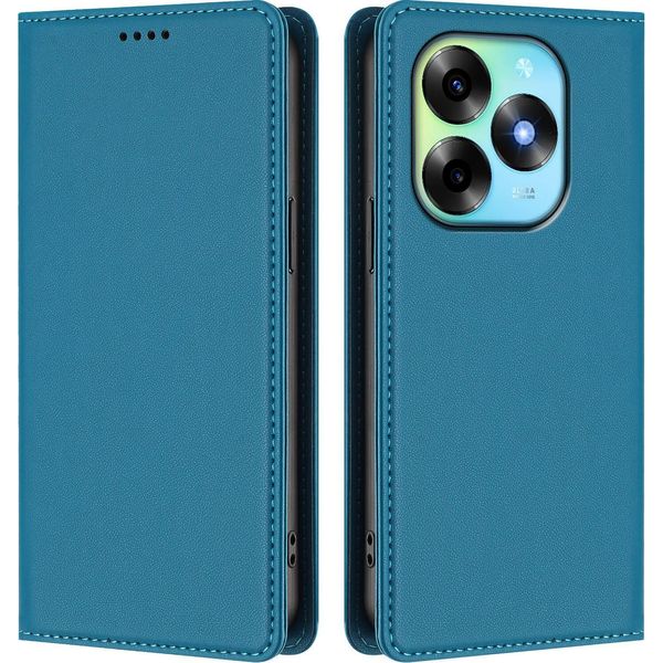 Custodia Per Telefono Cellulare Per Itel S23+, Custodia Magnetica Antiurto Flip Cover In Finto Cuoio Con Supporto Blu-image