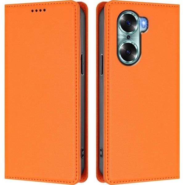 Custodia In Pelle Per Honor 60, Custodia Flip Magnetica In Finto Cuoio Con Supporto Arancione-image