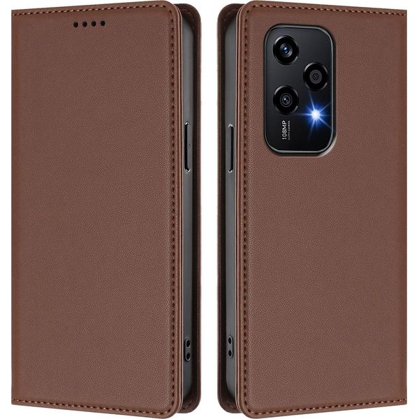 Custodia Per Cellulare Per Honor 200 Lite, Flip Cover In Finto Cuoio Antiurto Magnetica Con Supporto Marrone-image