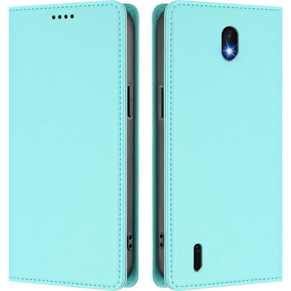 Custodia Per Telefono Cellulare Per Nokia C01 Plus/Nokia C1 2Nd Edition, Custodia Magnetica Antiurto Con Supporto In Finto Cuoio Flip Cover Turchese-image