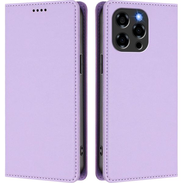 Custodia In Pelle Per Doogee Note 58 / Note 58 Pro, Custodia Magnetica In Finto Cuoio Con Supporto Viola Chiaro-image