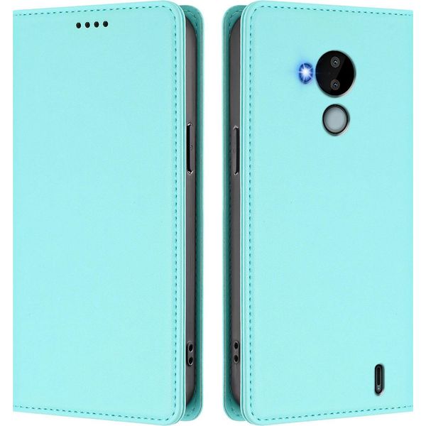 Custodia Per Telefono Cellulare Per Nokia C30, Flip Cover In Finto Cuoio Antiurto Magnetica Con Supporto Turchese-image