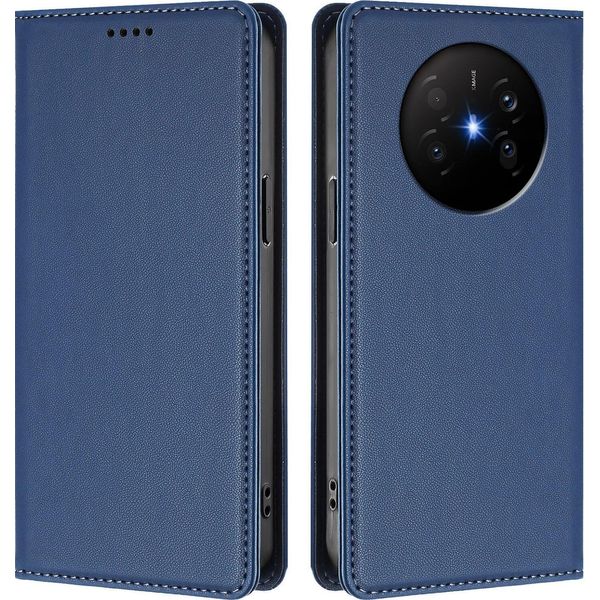 Custodia Per Huawei Mate 70 Air, Flip Cover In Finto Cuoio Antiurto Magnetica Con Supporto Blu Scuro-image