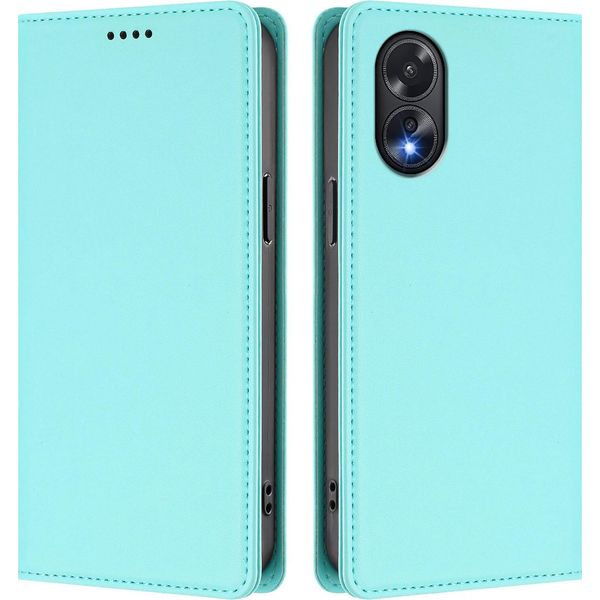 Custodia Per Telefono Cellulare Per Oppo A18 / Oppo A38,Poliuretanopelle Flip Cover Antiurto Custodia Magnetica Con Supporto Turchese-image