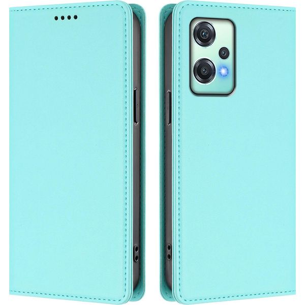 Custodia Per Telefono Cellulare Per Oneplus Nord Ce 2 Lite 5G/Nord 2 Lite, Custodia Magnetica Antiurto In Finto Cuoio Flip Cover Con Supporto Turchese-image