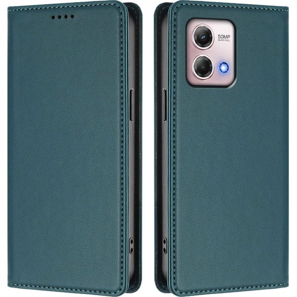 Custodia Per Motorola Moto G Stylus 2023 4G, Flip Cover In Finto Cuoio Antiurto Magnetica Con Supporto Verde-image