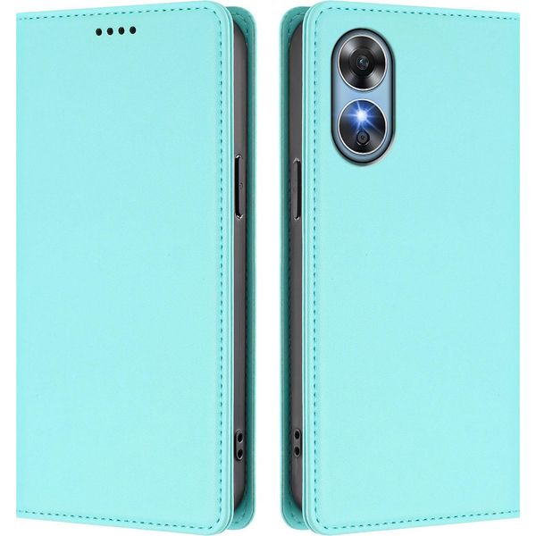 Custodia In Pelle Per Oppo A17/Oppo A17K, Custodia Magnetica In Finto Cuoio Flip Con Supporto Verde Menta-image