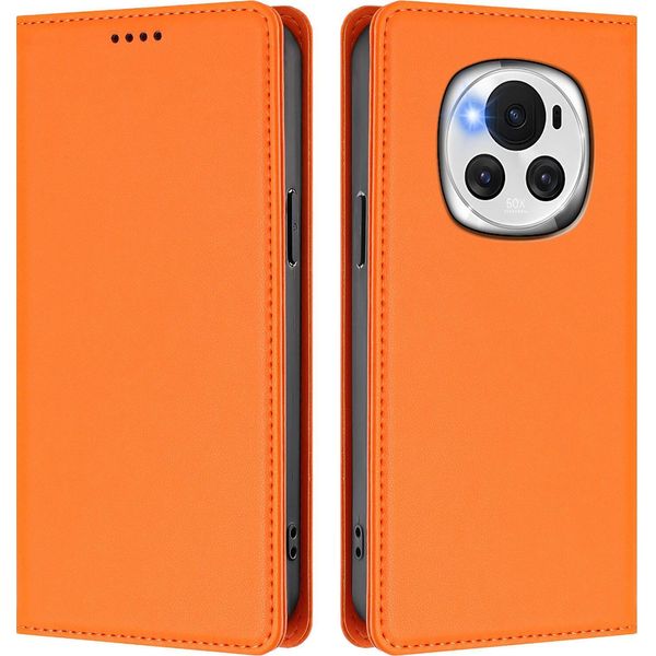 Custodia In Pelle Per Honor Magic6, Flip Case Magnetico In Finto Cuoio Con Supporto Arancione-image