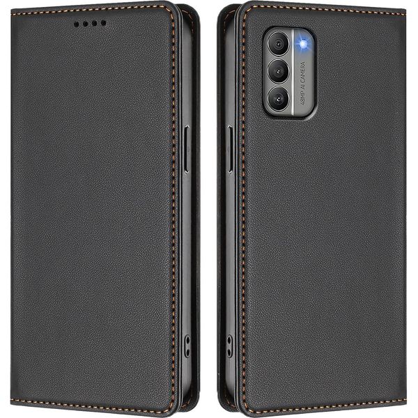 Custodia In Pelle Per Nokia G400, Flip Case Magnetico In Finto Cuoio Con Supporto Nero-image
