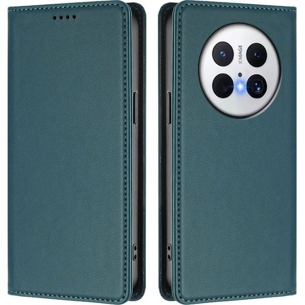 Custodia In Pelle Per Huawei Mate 70 Pro/Mate 70 Pro+, Custodia Magnetica In Finto Cuoio Con Supporto Verde-image