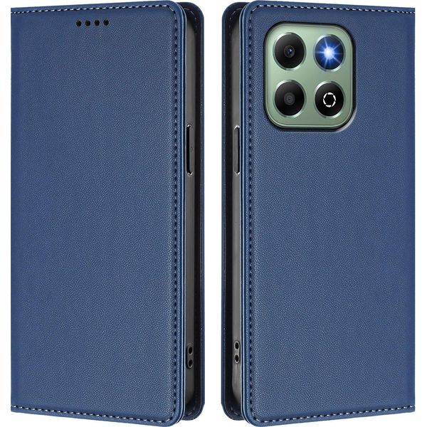 Custodia In Pelle Per Honor X6B/Honor X6A, Flip Case Magnetico In Finto Cuoio Con Supporto Blu Scuro-image