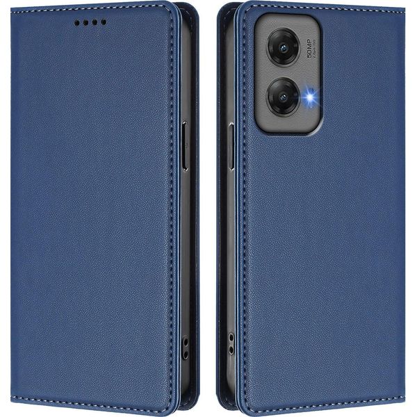 Custodia Per Motorola Moto G Stylus 5G 2024, Flip Cover In Finto Cuoio Antiurto Magnetica Con Supporto Blu Scuro-image