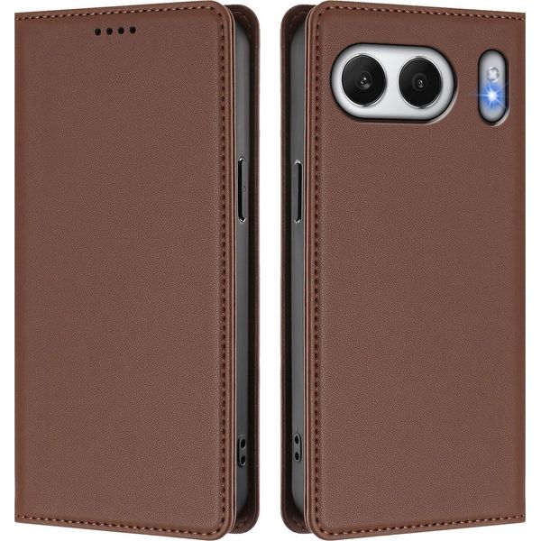 Custodia In Pelle Per Oneplus Nord 4, Custodia Magnetica In Finto Cuoio Con Supporto Marrone-image
