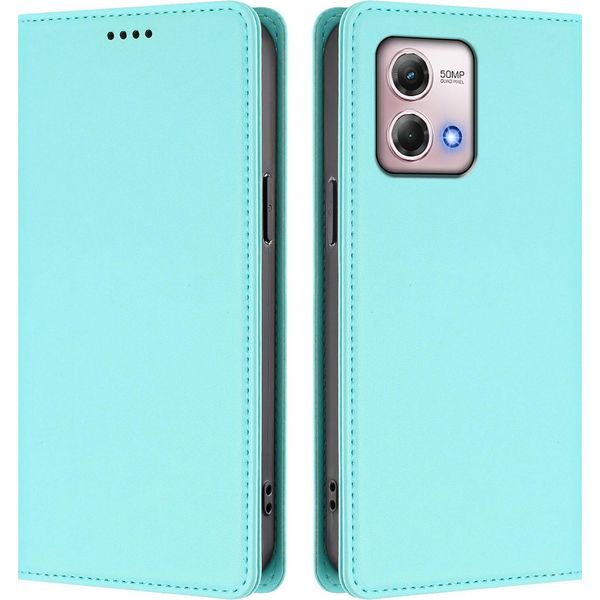 Custodia Per Motorola Moto G Stylus 2023 4G, Custodia Magnetica Antiurto Con Supporto In Finto Cuoio Flip Cover Turchese-image