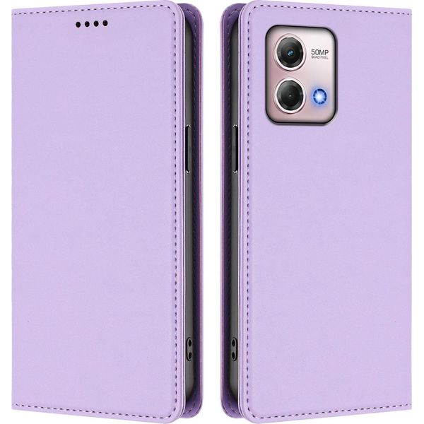 Custodia Per Motorola Moto G Stylus 2023 4G, Custodia Magnetica Antiurto Con Supporto In Finto Cuoio Flip Cover Viola-image