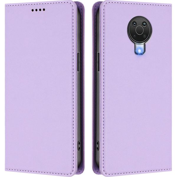 Custodia In Pelle Per Nokia G20 /Nokia G10 /Nokia 6.3, Custodia Magnetica In Finto Cuoio Flip Con Supporto Viola Chiaro-image