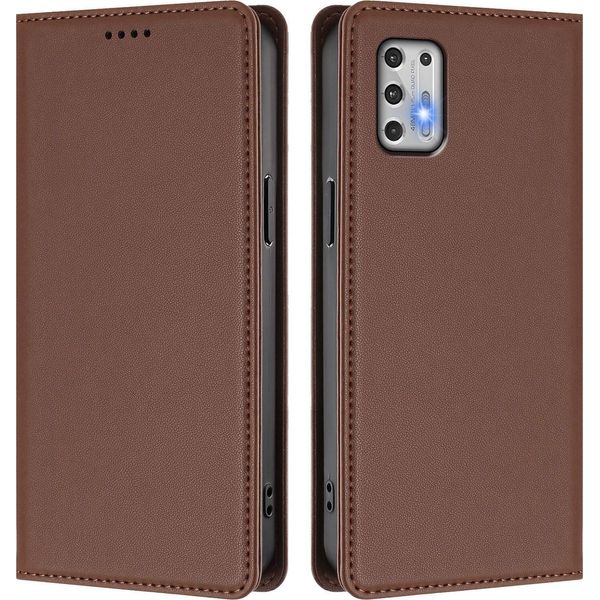 Custodia In Pelle Per Motorola Moto G Stylus 2021 4G, Custodia Magnetica In Finto Cuoio Con Supporto Marrone-image