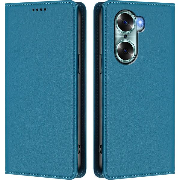 Custodia Per Telefono Cellulare Per Honor 60, Flip Cover In Finto Cuoio Antiurto Magnetica Con Supporto Blu-image