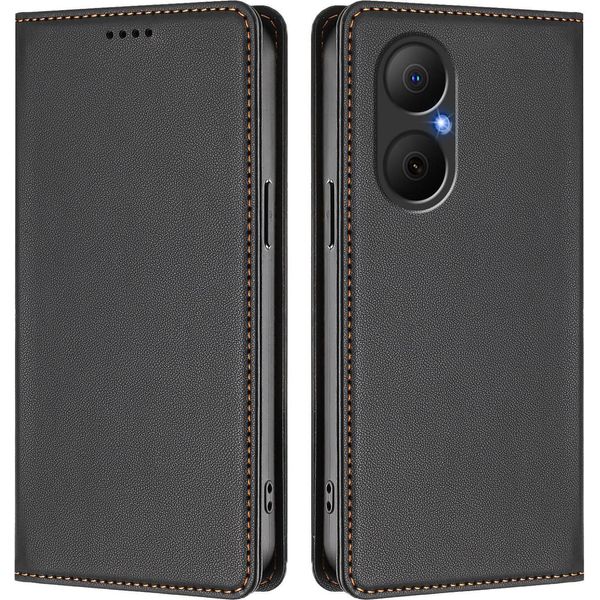 Custodia Per Telefono Cellulare Per Huawei Nova Y73, Flip Cover In Finto Cuoio Antiurto Custodia Magnetica Con Supporto Nero-image