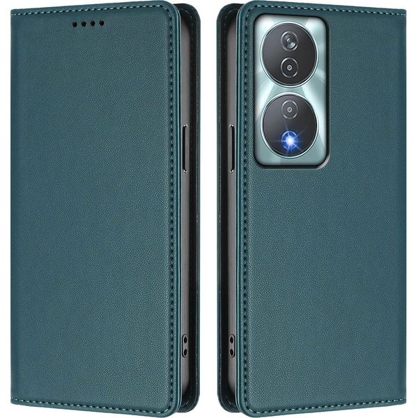 Custodia In Pelle Per Honor X7B 4G/X7B 5G/Honor 90 Smart, Custodia Flip Magnetica In Finto Cuoio Con Supporto Verde-image
