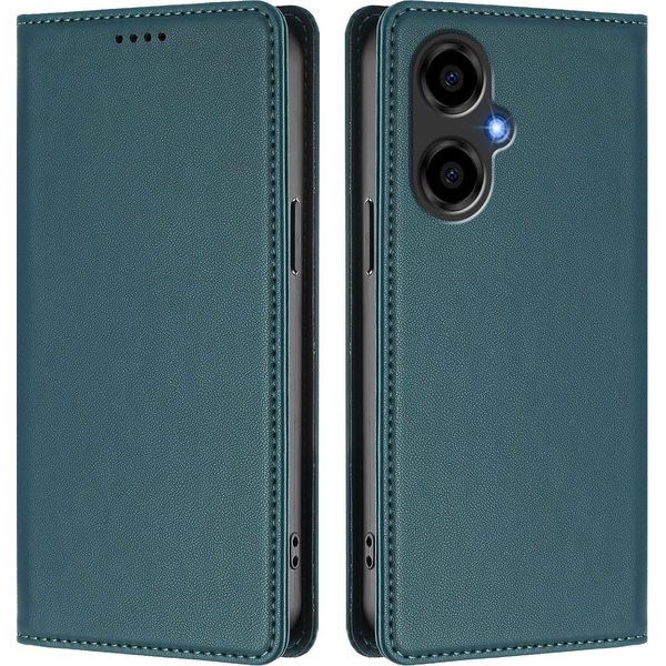 Custodia Per Cellulare Per Blu G64, Flip Cover In Finto Cuoio Antiurto Magnetica Con Supporto Verde-image