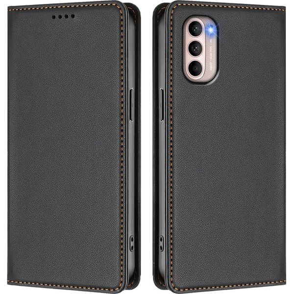 Custodia In Pelle Per Motorola Moto G41 / Moto G31, Custodia Flip Magnetica In Finto Cuoio Con Supporto Nero-image