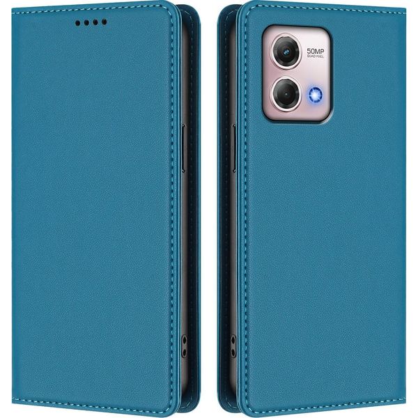 Custodia In Pelle Per Motorola Moto G Stylus 2023 4G, Custodia Flip Magnetica In Finto Cuoio Con Supporto Lago Blu-image