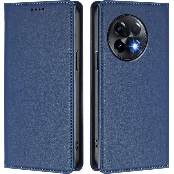 Custodia Per Telefono Cellulare Per Oneplus 11R, Flip Cover In Finto Cuoio Antiurto Custodia Magnetica Con Supporto Blu Scuro-image