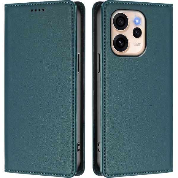 Custodia Per Oppo Reno15 5G, Custodia Magnetica Antiurto Con Supporto In Finto Cuoio Flip Cover Verde-image