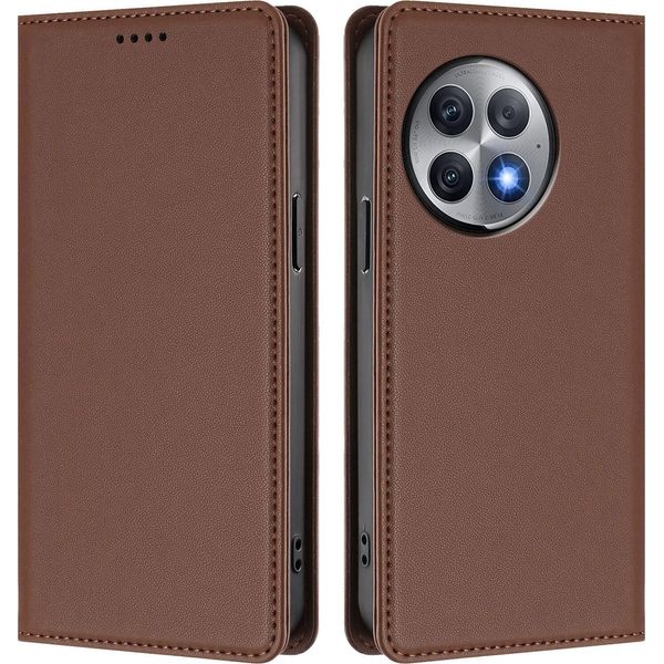 Custodia Per Telefono Cellulare Per Oneplus Ace 2 Pro, Flip Cover In Finto Cuoio Antiurto Magnetica Con Supporto Marrone-image