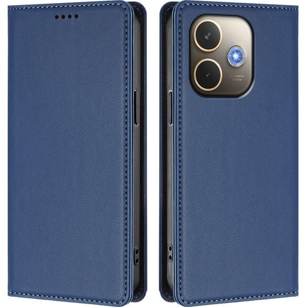 Custodia Per Oppo A5 Pro 4G/A5 Pro 5G, Flip Cover In Finto Cuoio Antiurto Magnetica Con Supporto Blu Scuro-image