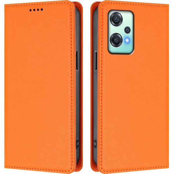 Custodia In Pelle Per Oneplus Nord Ce 2 Lite 5G/Nord 2 Lite, Custodia Flip Magnetica In Finto Cuoio Con Supporto Arancione-image
