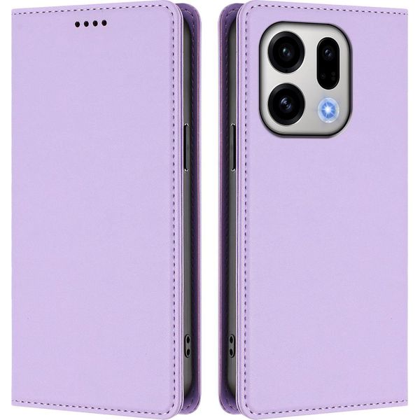 Custodia Per Telefono Cellulare Per Oppo Find X9, Flip Cover In Finto Cuoio Antiurto Magnetica Con Supporto Viola-image