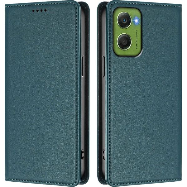 Custodia Per Cellulare Per Motorola Moto G06, Flip Cover In Finto Cuoio Antiurto Magnetica Con Supporto Verde-image