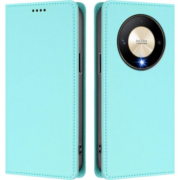 Custodia Per Telefono Cellulare Per Honor X9B/Magic6 Lite, Custodia Magnetica Antiurto In Finto Cuoio Flip Cover Con Supporto Turchese-image