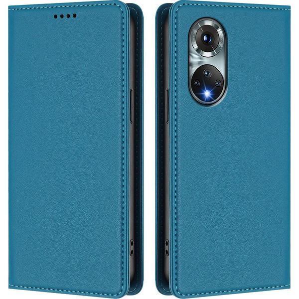Custodia Per Telefono Cellulare Per Huawei Nova 9 /Honor 50,Poliuretanopelle Flip Cover Antiurto Custodia Magnetica Con Supporto Blu-image