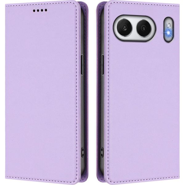 Custodia In Pelle Per Oneplus Nord 4, Custodia Magnetica In Finto Cuoio Con Supporto Viola Chiaro-image