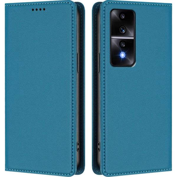 Custodia Per Telefono Cellulare Per Honor 80 Gt, Flip Cover In Finto Cuoio Antiurto Magnetica Con Supporto Blu-image