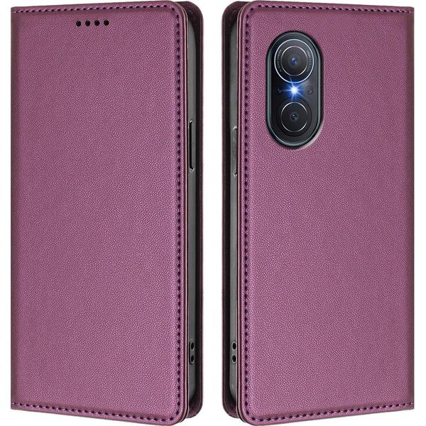 Custodia In Pelle Per Huawei Nova 9 Se/Honor 50 Se, Custodia Flip Magnetica In Finto Cuoio Con Supporto Viola-image