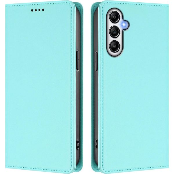 Custodia In Pelle Per Samsung Galaxy A25 5G, Flip Case Magnetico In Finto Cuoio Con Supporto Verde Menta-image