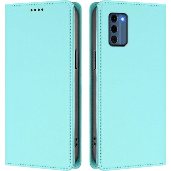 Custodia Per Telefono Cellulare Per Nokia C300, Flip Cover In Finto Cuoio Antiurto Magnetica Con Supporto Turchese-image