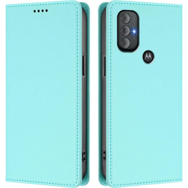 Custodia Per Motorola Moto G Power 2022, Custodia Magnetica Antiurto Con Supporto In Finto Cuoio Flip Cover Turchese-image