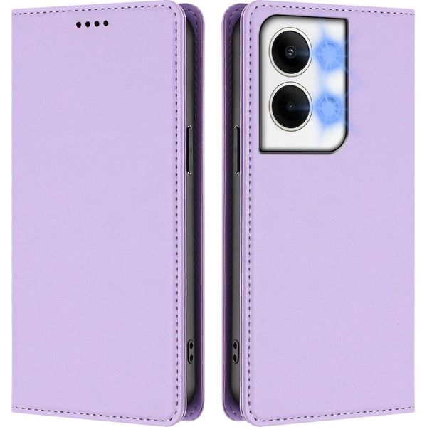 Custodia In Pelle Per Oppo Reno9 / Reno9 Pro 5G, Flip Case Magnetico In Finto Cuoio Con Supporto Viola Chiaro-image