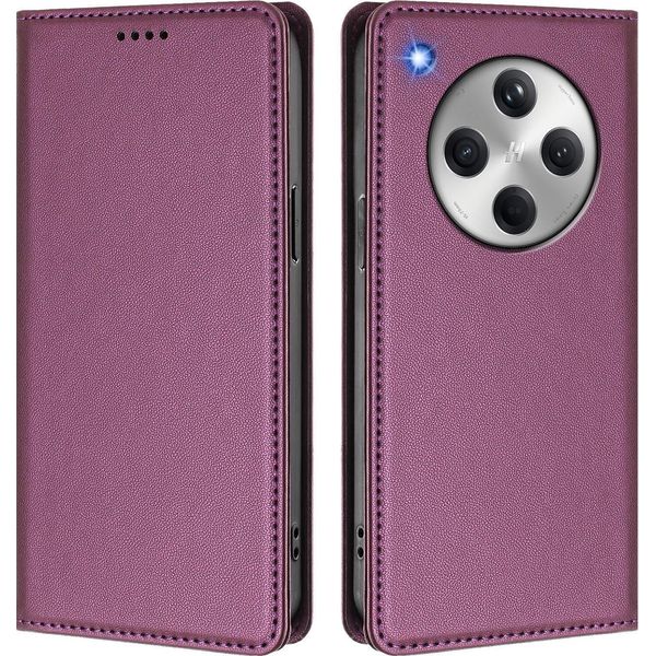 Custodia Per Oppo Find X8, Flip Cover In Finto Cuoio Antiurto Magnetica Con Supporto Viola-image