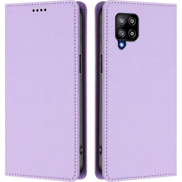 Custodia In Pelle Per Samsung Galaxy A42 5G, Flip Case Magnetico In Finto Cuoio Con Supporto Viola Chiaro-image